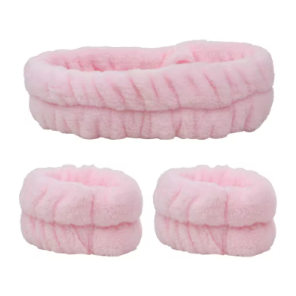 Set de cuidado facial | Cintillo + muñequeras para tu rutina diaria