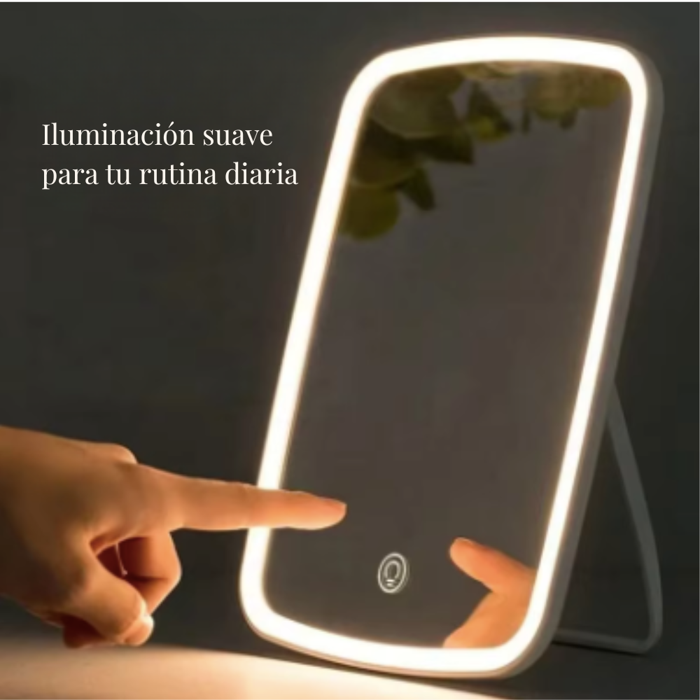 Espejo portátil con luz LED | Ideal para tu rutina de belleza en cualquier lugar