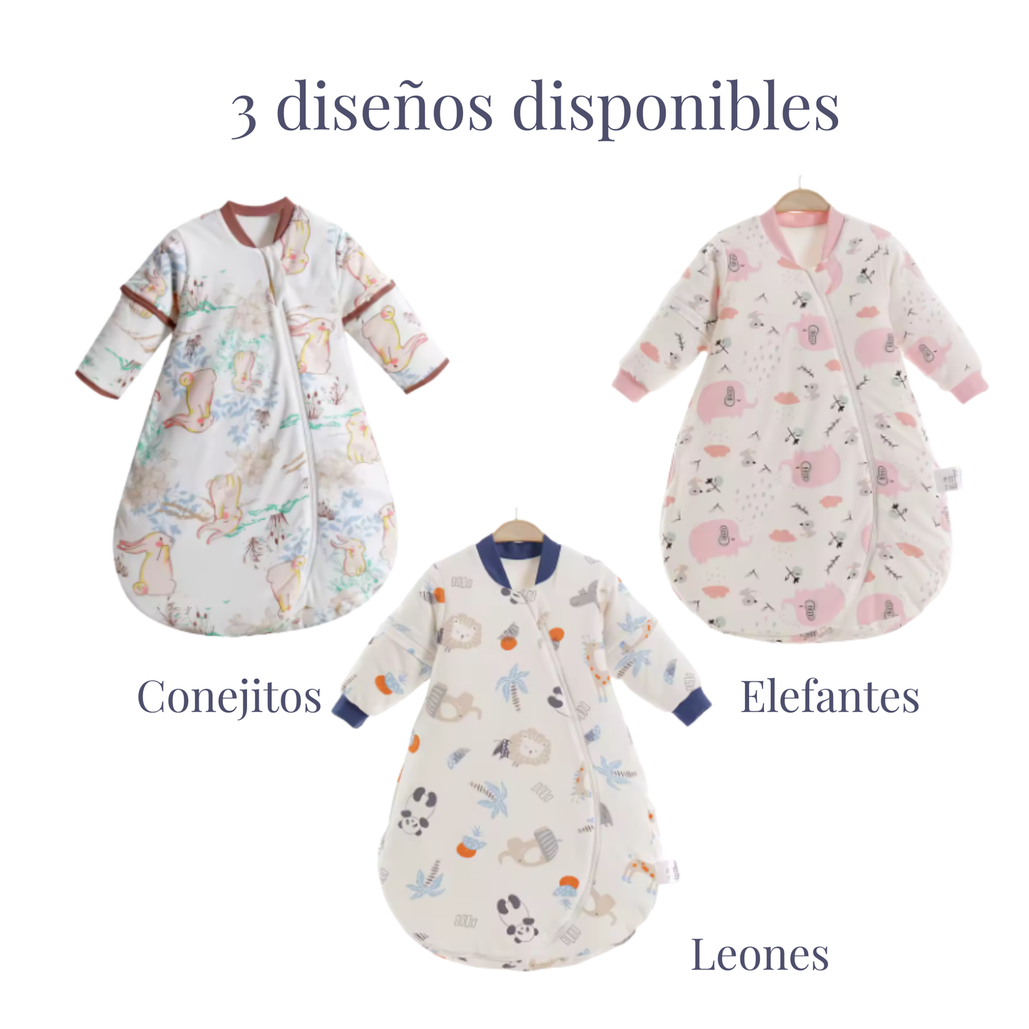 Saco de Dormir Bebé 2.5 TOG con Mangas Desmontables | Algodón Suave 0–3 años
