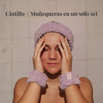 Set de cuidado facial | Cintillo + muñequeras para tu rutina diaria