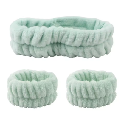 Set de cuidado facial | Cintillo + muñequeras para tu rutina diaria
